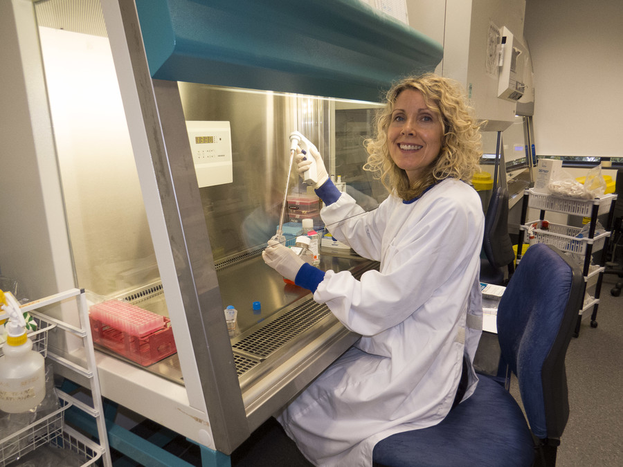 Dr Annette Lasham in her laboratory