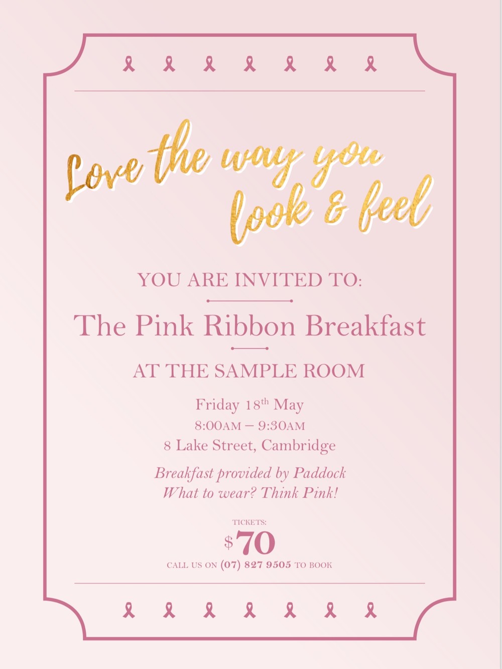 The Sample Room and Paddock’s Pink Ribbon Breakfast